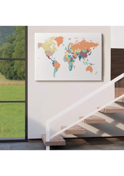 Dünya Haritası Dekoratif Kanvas Tablo 1061 indirimleri
