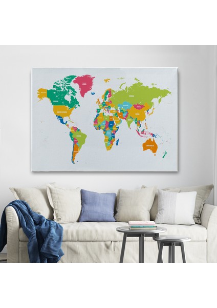 Dünya Haritası Dekoratif Kanvas Tablo 1083 fiyatları