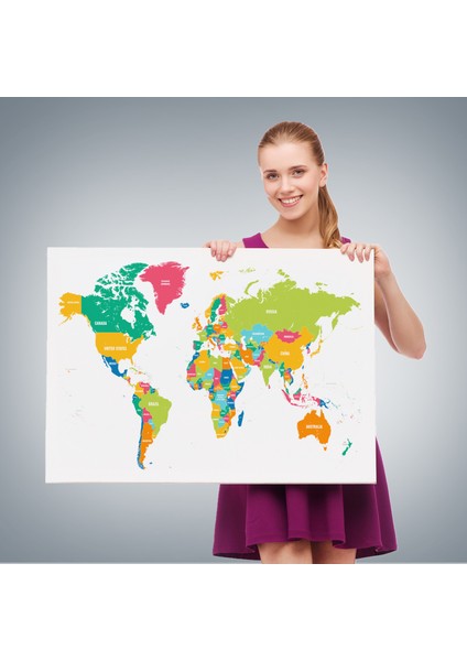 Dünya Haritası Dekoratif Kanvas Tablo 1083 fırsatları
