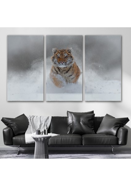 Karda Koşan Yavru Kaplan Dekoratif Kanvas Tablo 1135 modelleri