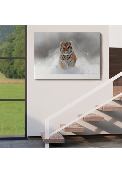 Karda Koşan Yavru Kaplan Dekoratif Kanvas Tablo 1135 indirimleri
