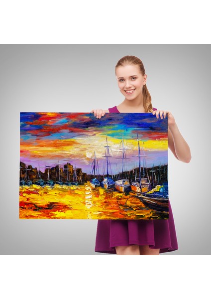 Balıkçı Köyü Kanvas Duvar TABLOSU-1188 fırsatları