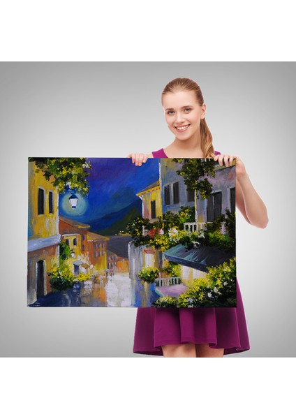 Fenerli Deniz Manzaralı Sokak, Kanvas Duvar TABLOSU-1189 fırsatları