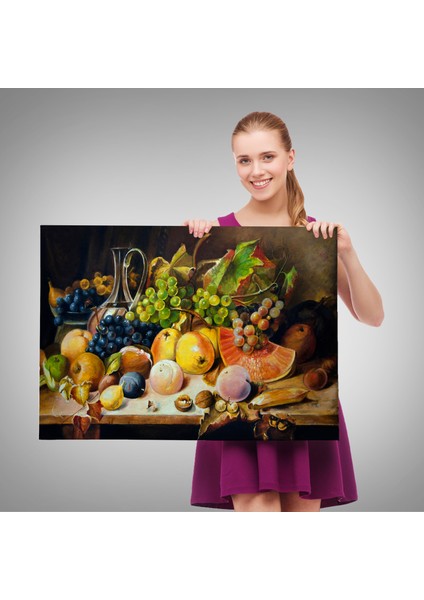 Masa Üstündaki Meyveler Yağlı Boya Görünümlü TABLO-1221 fırsatları
