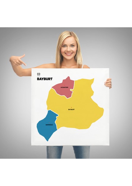 Bayburt Ili ve Ilçeler Haritası Dekoratif Kanvas Tablo 1289 modelleri