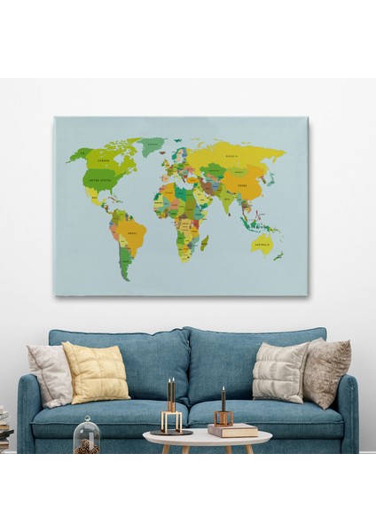 Dünya Haritası Dekoratif Kanvas Tablo 1089 fiyatları