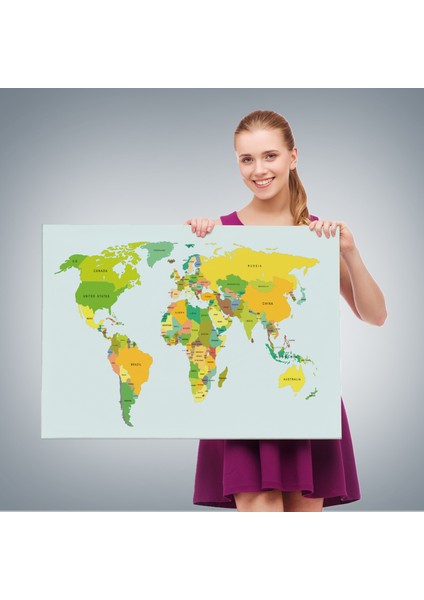 Dünya Haritası Dekoratif Kanvas Tablo 1089 fırsatları
