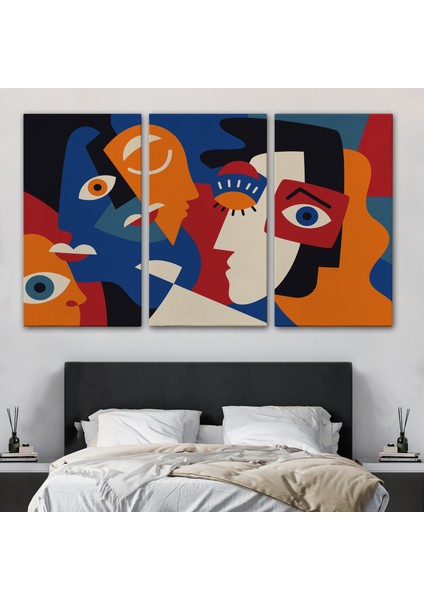 Picasso Tarzı Soyut Insan Yüzleri Kanvas Duvar TABLOSU-1195
