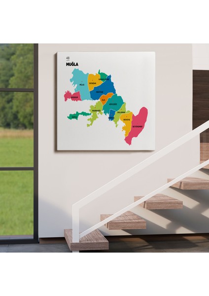 Muğla Ili ve Ilçeler Haritası Dekoratif Kanvas Tablo 1421 fırsatları