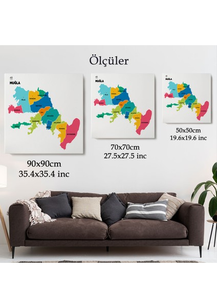 Muğla Ili ve Ilçeler Haritası Dekoratif Kanvas Tablo 1421 indirimleri