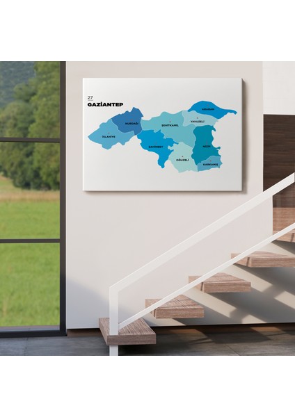 Gaziantep Ili ve Ilçeler Haritası Dekoratif Kanvas Tablo 1344 fırsatları