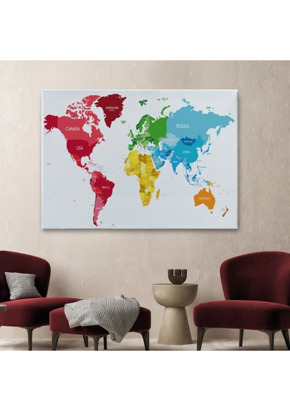 Dünya Haritası Dekoratif Kanvas Tablo 1090 fiyatları