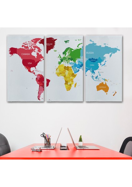 Dünya Haritası Dekoratif Kanvas Tablo 1090 modelleri