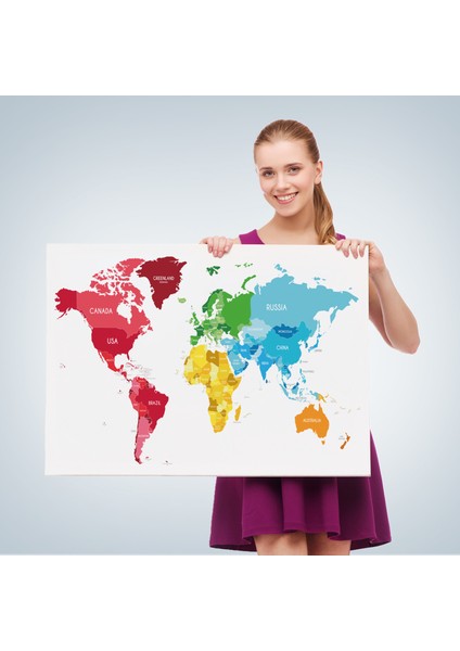Dünya Haritası Dekoratif Kanvas Tablo 1090 fırsatları