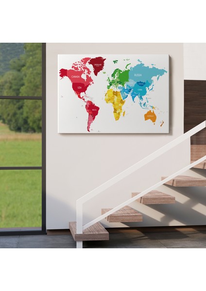 Dünya Haritası Dekoratif Kanvas Tablo 1090 indirimleri