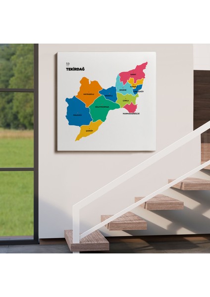 Tekirdağ Ili ve Ilçeler Haritası Dekoratif Kanvas Tablo 1463 fırsatları