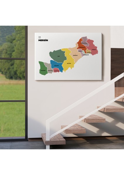 Mersin Ili ve Ilçeler Haritası Dekoratif Kanvas Tablo 1419 fırsatları