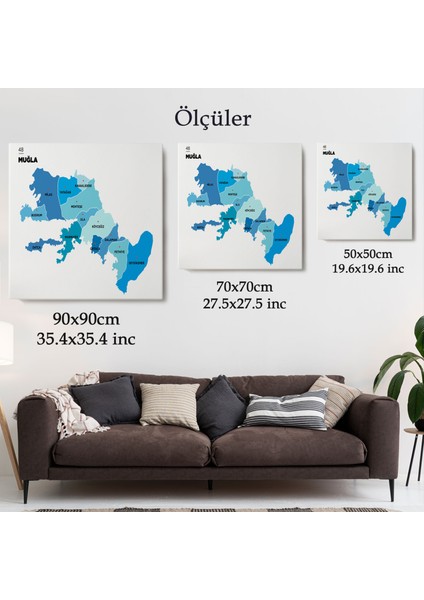 Muğla Ili ve Ilçeler Haritası Dekoratif Kanvas Tablo 1423 indirimleri