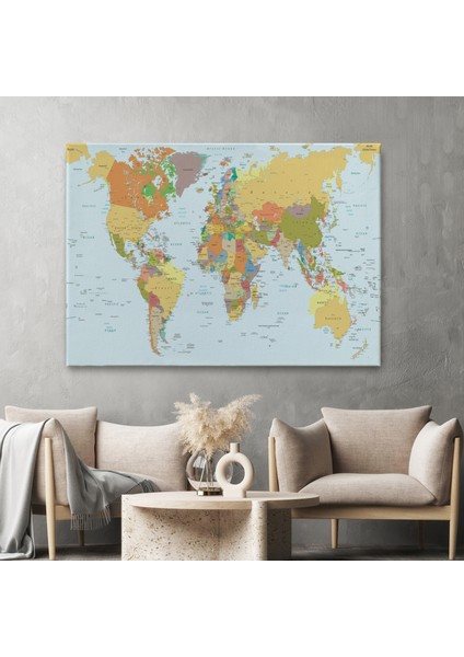 Dünya Haritası Dekoratif Kanvas Tablo 1042 fiyatları