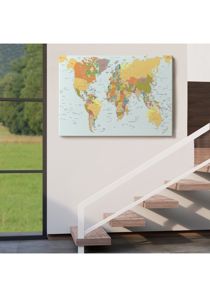 Dünya Haritası Dekoratif Kanvas Tablo 1042 indirimleri