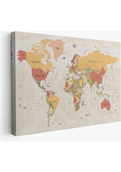 Dünya Haritası Dekoratif Kanvas Tablo 1078