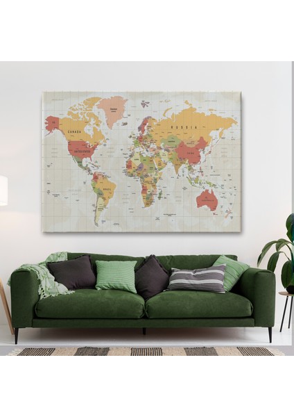 Dünya Haritası Dekoratif Kanvas Tablo 1078 fiyatları
