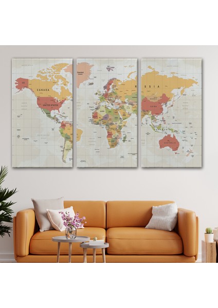 Dünya Haritası Dekoratif Kanvas Tablo 1078 modelleri