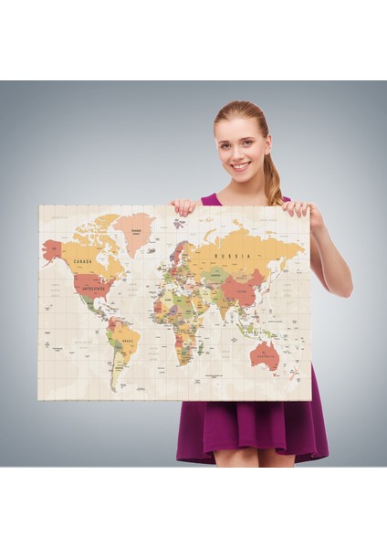 Dünya Haritası Dekoratif Kanvas Tablo 1078 fırsatları