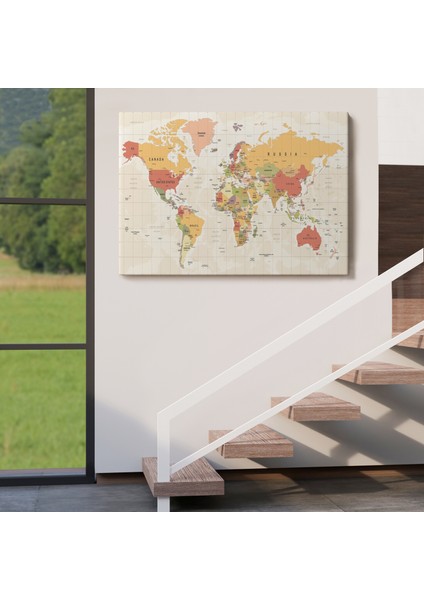 Dünya Haritası Dekoratif Kanvas Tablo 1078 indirimleri