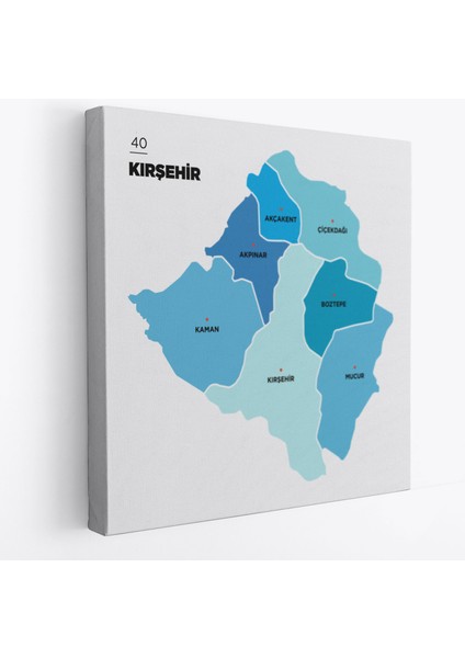 Kırşehir Ili ve Ilçeler Haritası Dekoratif Kanvas Tablo 1399