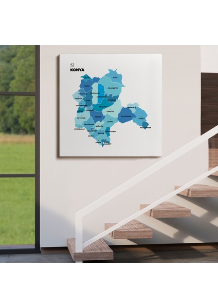 Konya Ili ve Ilçeler Haritası Dekoratif Kanvas Tablo 1405 fırsatları