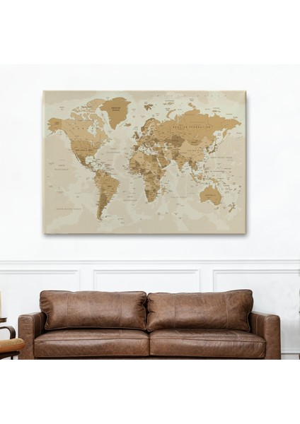 Dünya Haritası Dekoratif Kanvas Tablo 1086 fiyatları