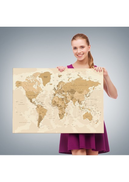 Dünya Haritası Dekoratif Kanvas Tablo 1086 fırsatları