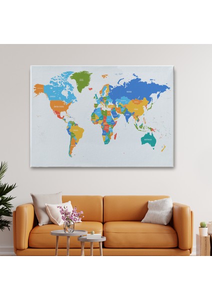 Dünya Haritası Dekoratif Kanvas Tablo 1103 fiyatları