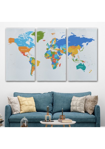 Dünya Haritası Dekoratif Kanvas Tablo 1103 modelleri