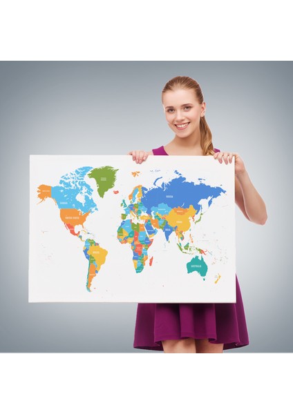 Dünya Haritası Dekoratif Kanvas Tablo 1103 fırsatları
