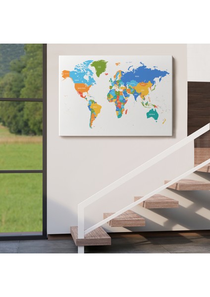 Dünya Haritası Dekoratif Kanvas Tablo 1103 indirimleri