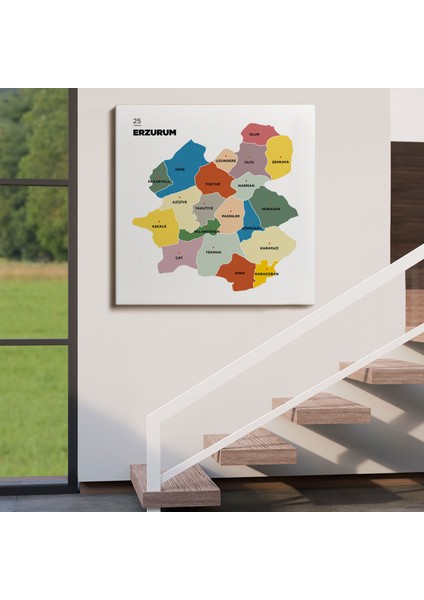 Erzurum Ili ve Ilçeler Haritası Dekoratif Kanvas Tablo 1337 fırsatları