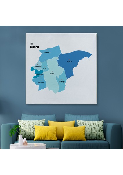 Düzce Ili ve Ilçeler Haritası Dekoratif Kanvas Tablo 1326 fiyatları