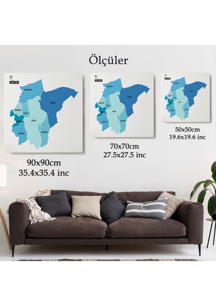Düzce Ili ve Ilçeler Haritası Dekoratif Kanvas Tablo 1326 indirimleri