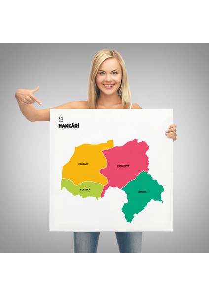 Hakkari Ili ve Ilçeler Haritası Dekoratif Kanvas Tablo 1351 modelleri