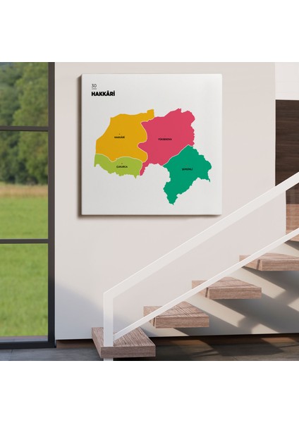 Hakkari Ili ve Ilçeler Haritası Dekoratif Kanvas Tablo 1351 fırsatları