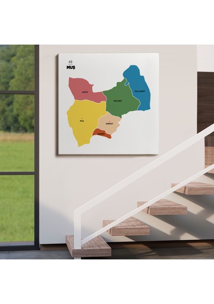 Muş Ili ve Ilçeler Haritası Dekoratif Kanvas Tablo 1425 fırsatları