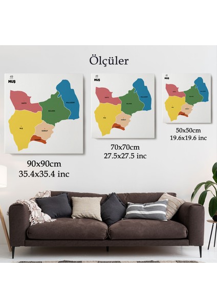Muş Ili ve Ilçeler Haritası Dekoratif Kanvas Tablo 1425 indirimleri