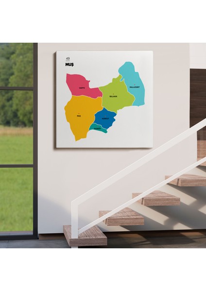 Muş Ili ve Ilçeler Haritası Dekoratif Kanvas Tablo 1424 fırsatları