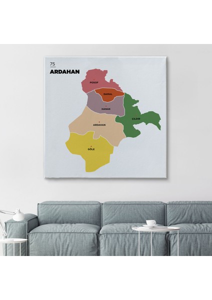 Ardahan Ili ve Ilçeler Haritası Dekoratif Kanvas Tablo 1271 fiyatları