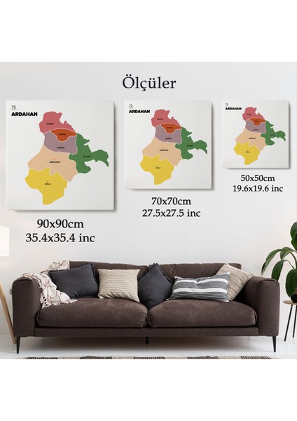Ardahan Ili ve Ilçeler Haritası Dekoratif Kanvas Tablo 1271 indirimleri