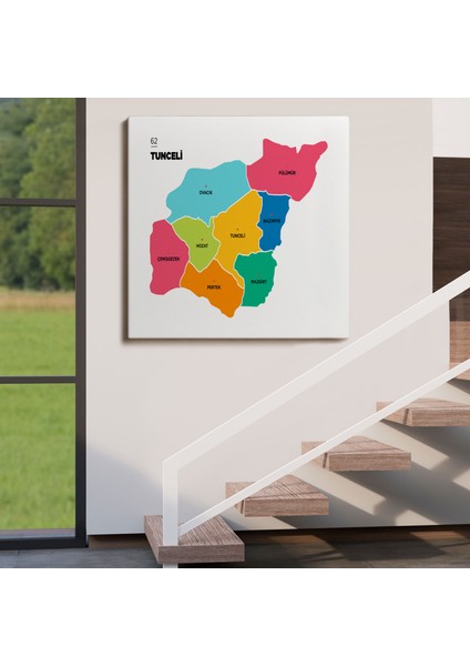 Tunceli Ili ve Ilçeler Haritası Dekoratif Kanvas Tablo 1472 fırsatları