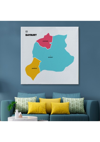 Bayburt Ili ve Ilçeler Haritası Dekoratif Kanvas Tablo 1288 fiyatları