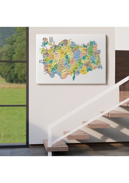 Türkiye Haritası Kanvas Tablo Il ve Ilçeli Ayrıntılı Eğitici Dekoratif Tablo 3046 indirimleri